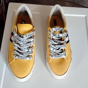 Tommy Hilfiger Yellow Canvas Fantim Sneakers Shoes Logo Shoelaces 7M
